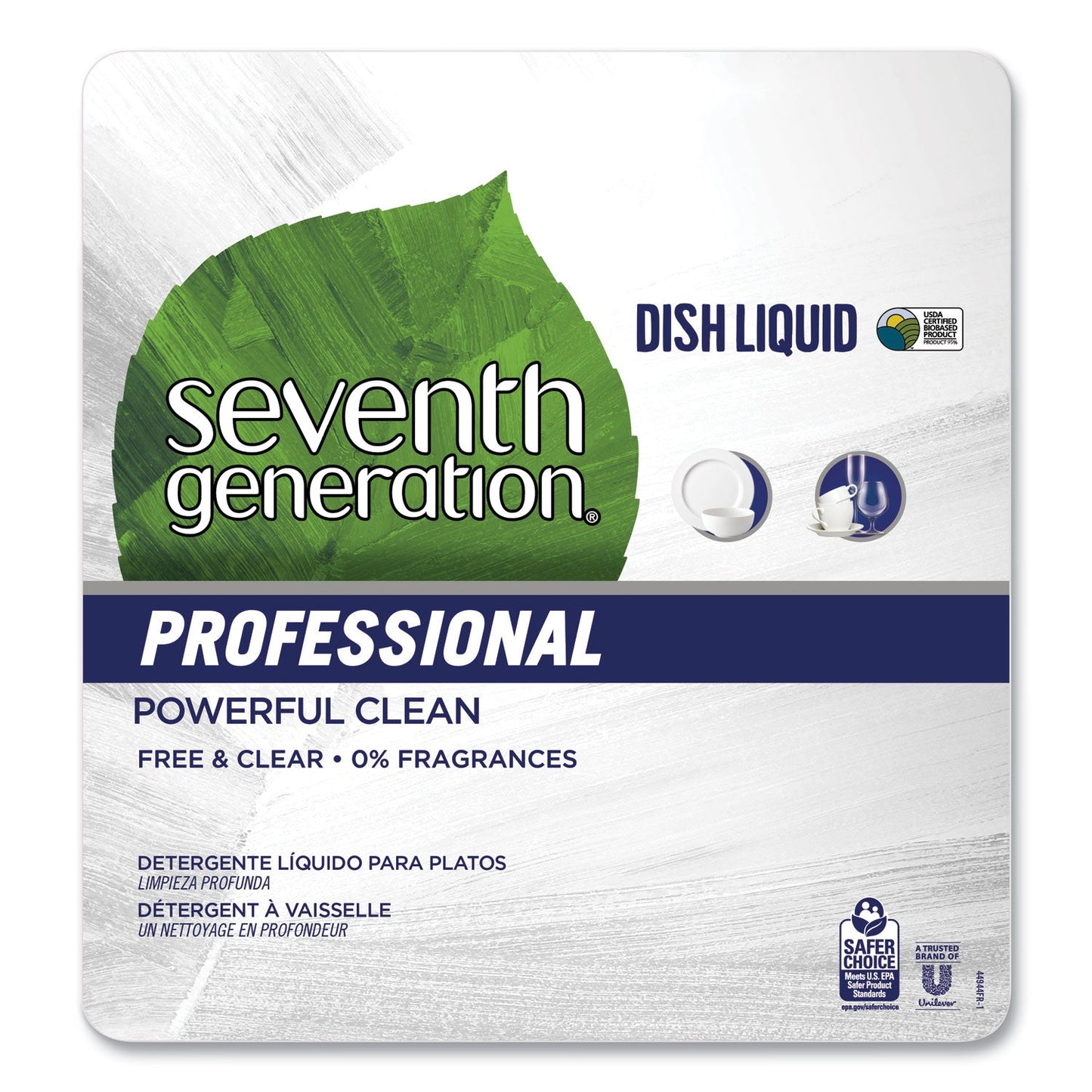 Seventh Generation Dishwashing Liquid, Free and Clear, 1 gal Bottle