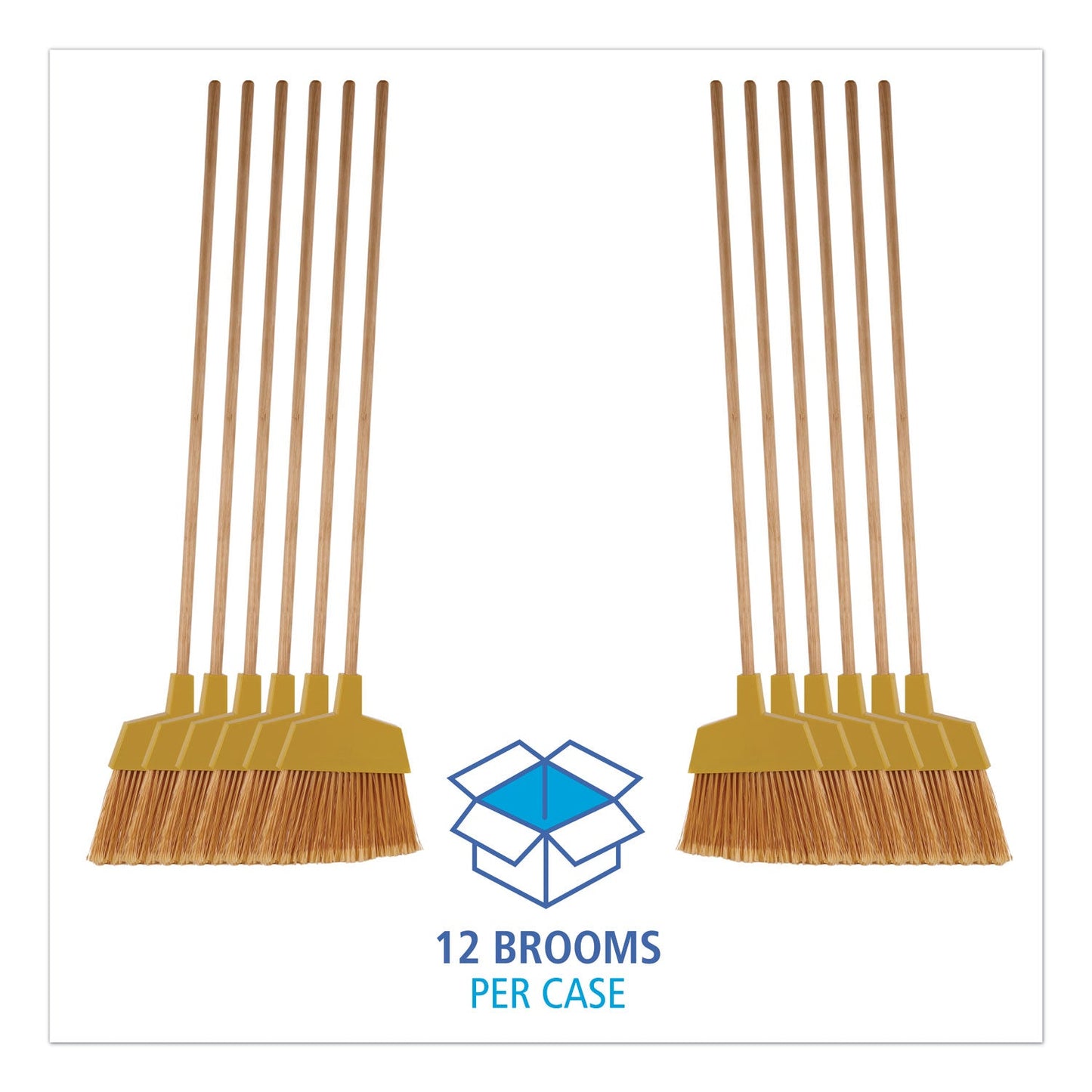 Boardwalk Angler Broom, 53" Handle, Yellow, 12/Carton