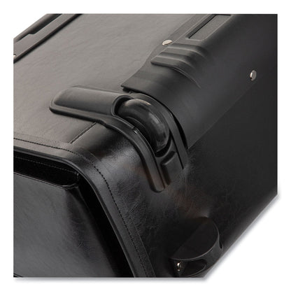 STEBCO Catalog Case on Wheels, Fits Devices Up to 17.3", Leather, 19 x 9 x 15.5, Black