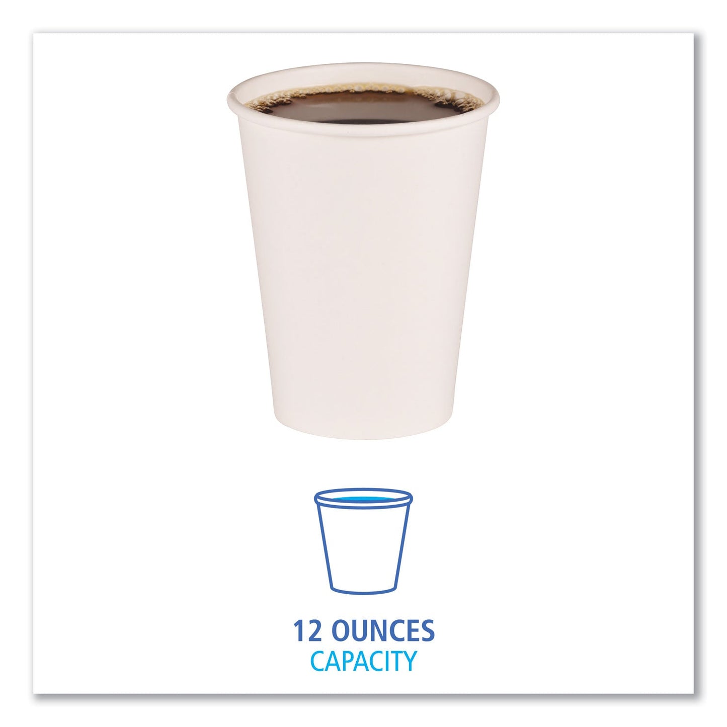 Boardwalk Paper Hot Cups, 12 oz, White, 50 Cups/Sleeve, 20 Sleeves/Carton