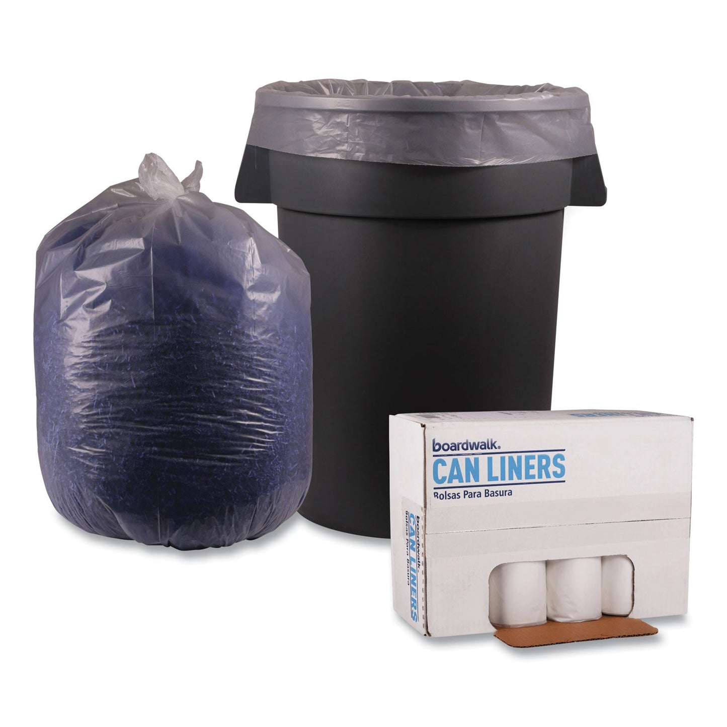 Boardwalk Low Density Repro Can Liners, 60 gal, 1.4 mil, 38" x 58", Clear, 10 Bags/Roll, 10 Rolls/Carton