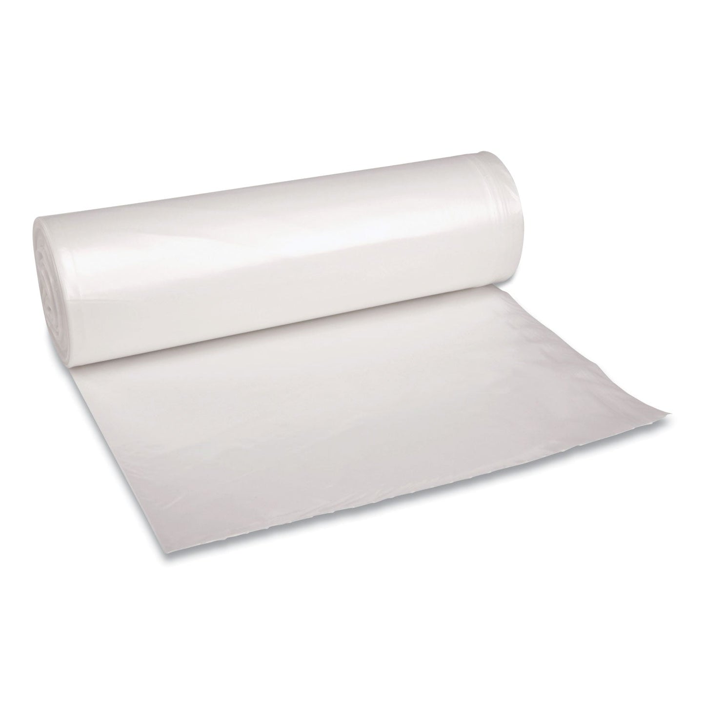 Boardwalk Low Density Repro Can Liners, 60 gal, 1.4 mil, 38" x 58", Clear, 10 Bags/Roll, 10 Rolls/Carton