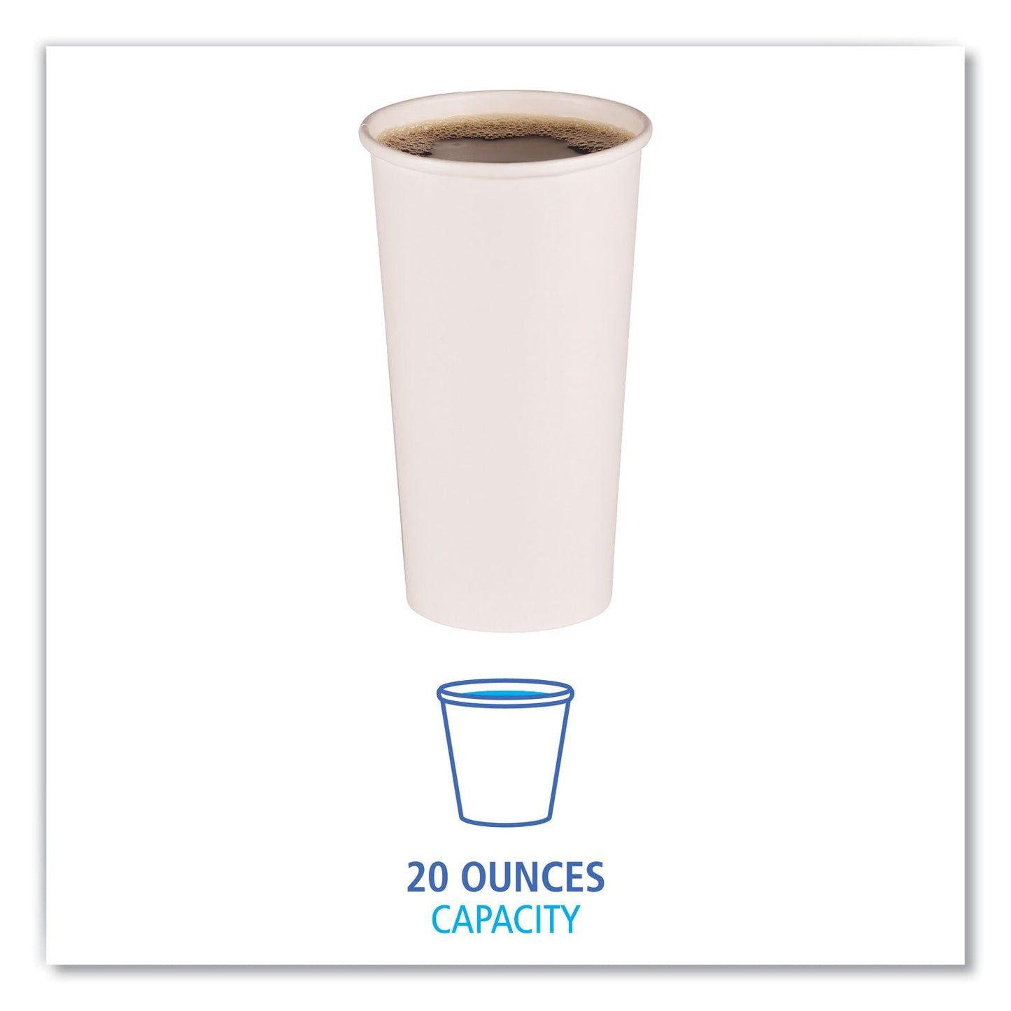 Boardwalk Paper Hot Cups, 20 oz, White, 12 Cups/Sleeve, 50 Sleeves/Carton
