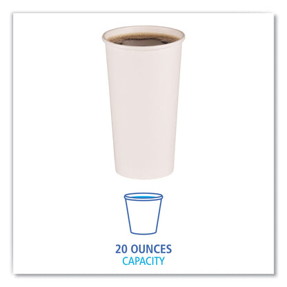 Boardwalk Paper Hot Cups, 20 oz, White, 12 Cups/Sleeve, 50 Sleeves/Carton