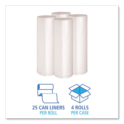 Boardwalk Low Density Repro Can Liners, 60 gal, 1.4 mil, 38" x 58", Clear, 10 Bags/Roll, 10 Rolls/Carton