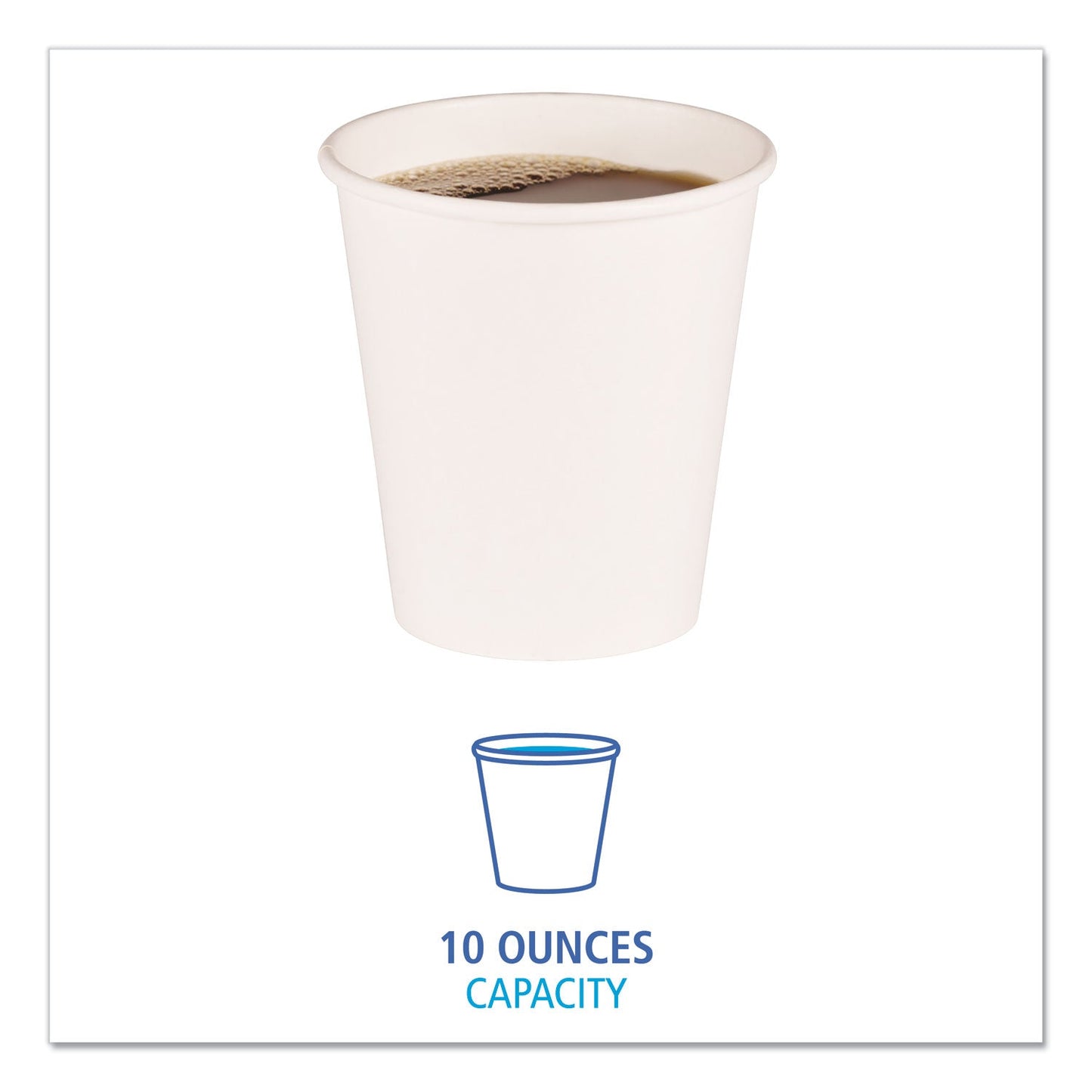 Boardwalk Paper Hot Cups, 10 oz, White, 20 Cups/Sleeve, 50 Sleeves/Carton