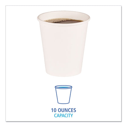 Boardwalk Paper Hot Cups, 10 oz, White, 20 Cups/Sleeve, 50 Sleeves/Carton