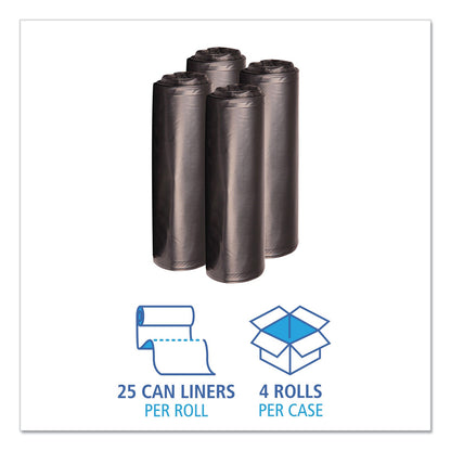 Boardwalk Low Density Repro Can Liners, 33 gal, 1.6 mil, 33" x 39", Black, 10 Bags/Roll, 10 Rolls/Carton