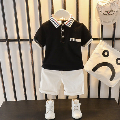 Summer Letter Lapel Short Sleeve Two-piece Suit