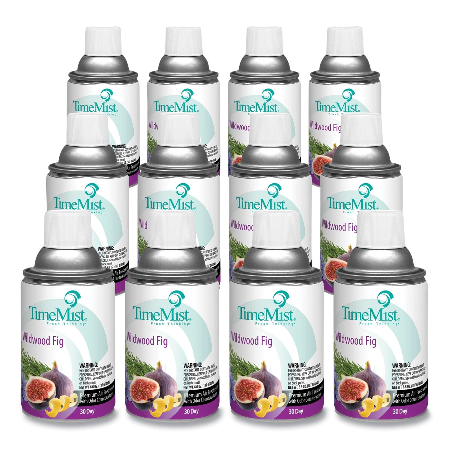 TimeMist Premium Metered Air Freshener Refill, Wildwood Fig, 6.6 oz Aerosol Spray, 12/Carton
