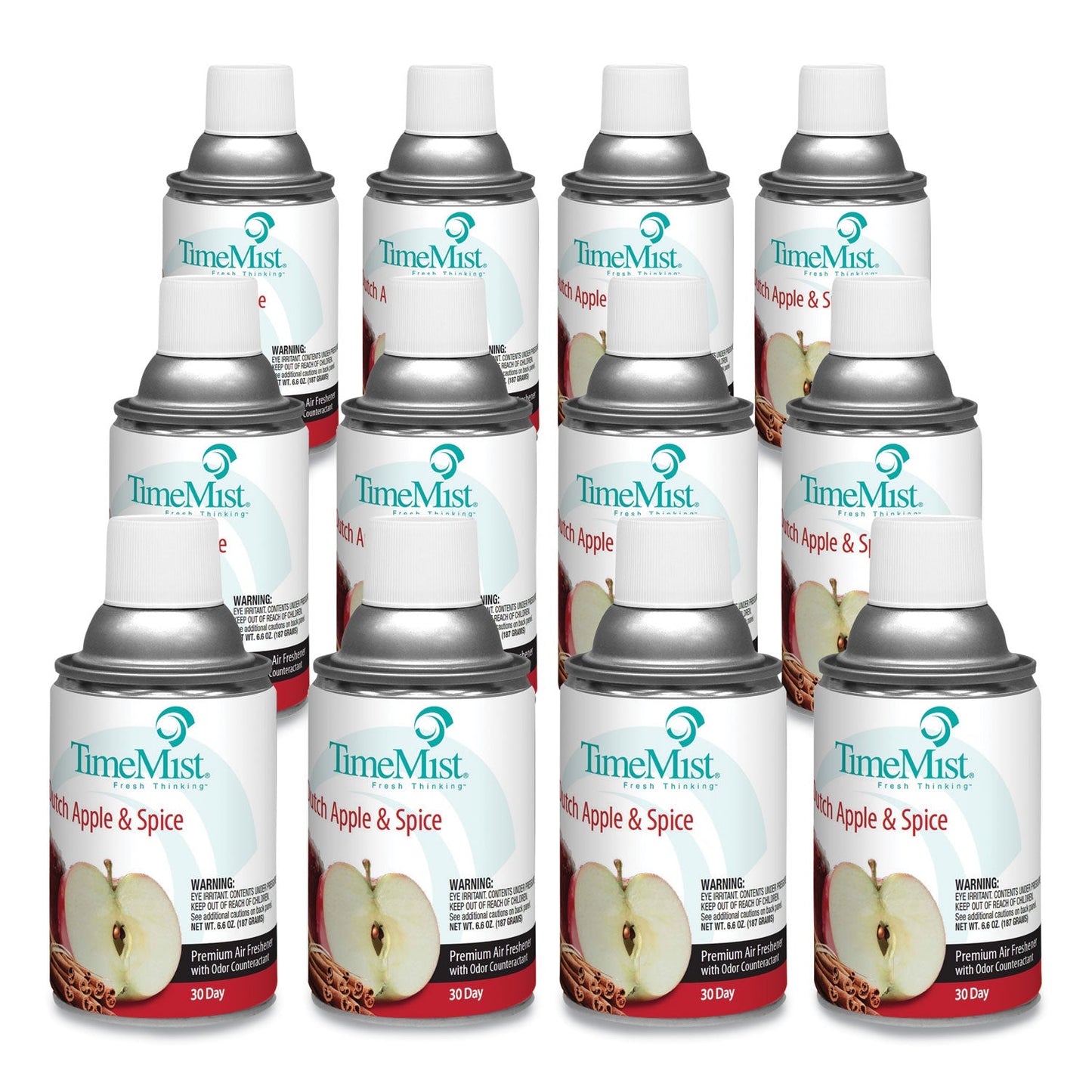 TimeMist Premium Metered Air Freshener Refill, Dutch Apple and Spice, 6.6 oz Aerosol Spray, 12/Carton