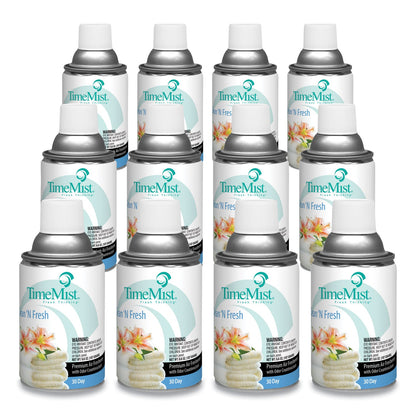 TimeMist Premium Metered Air Freshener Refill, Clean N Fresh, 6.6 oz Aerosol Spray, 12/Carton