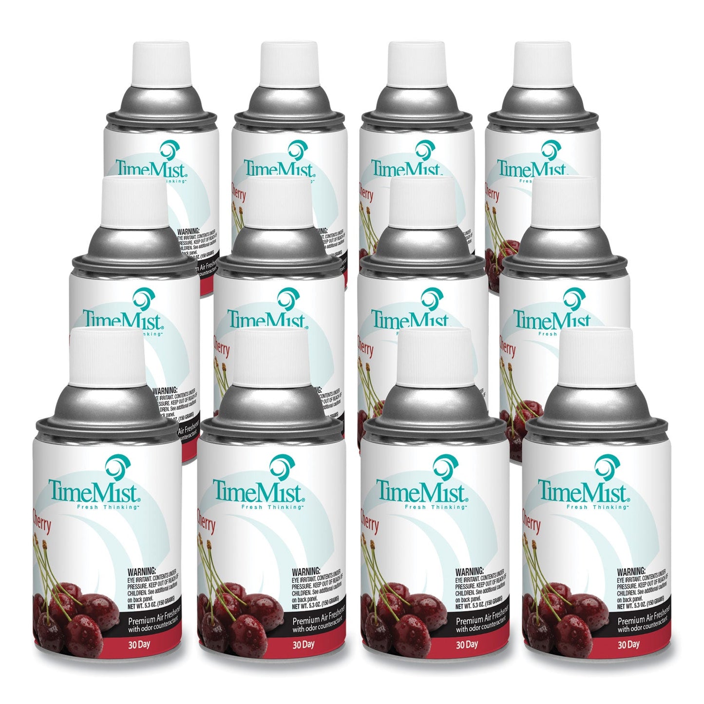TimeMist Premium Metered Air Freshener Refill, Cherry, 6.6 oz Aerosol Spray, 12/Carton