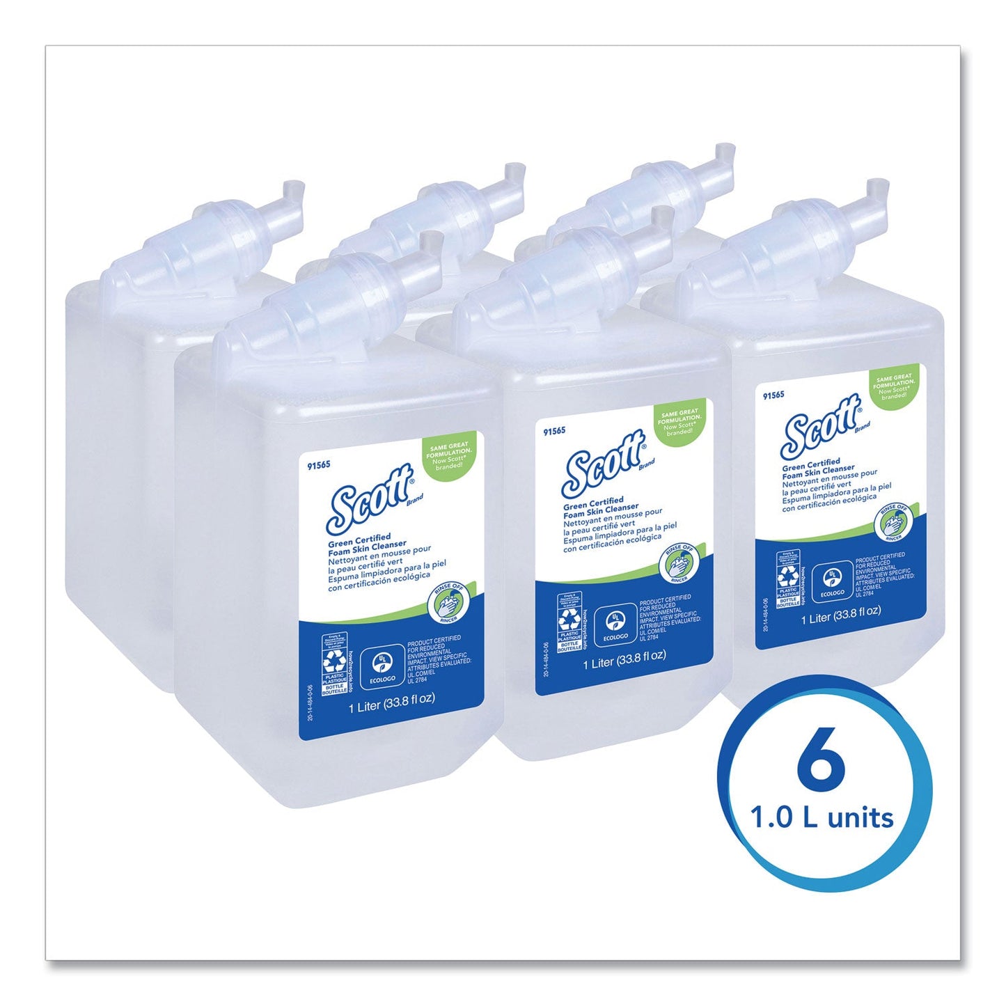 Scott Essential Green Certified Foam Skin Cleanser, Neutral, 1,000 mL Bottle, 6/Carton