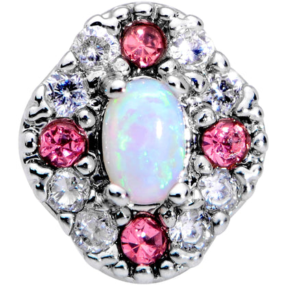 16G 1/4 White Synthetic Opal Glam Oval Cartilage Tragus Earring