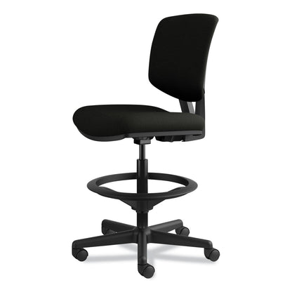 HON Volt Series Leather Adjustable Task Stool, Supports Up to 275 lb, 22.88" to 32.38" Seat Height, Black