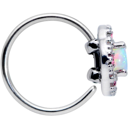 20G 5/16 White Synthetic Opal Glam Oval Nose Hoop