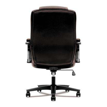 HON HVL402 Series Executive High-Back Chair, Supports Up to 250 lb, 17" to 21" Seat Height, Brown Seat/Back, Black Base