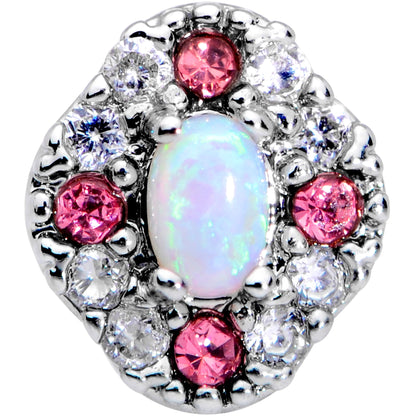 16G 5/16 White Synthetic Opal Glam Oval Labret Monroe Tragus