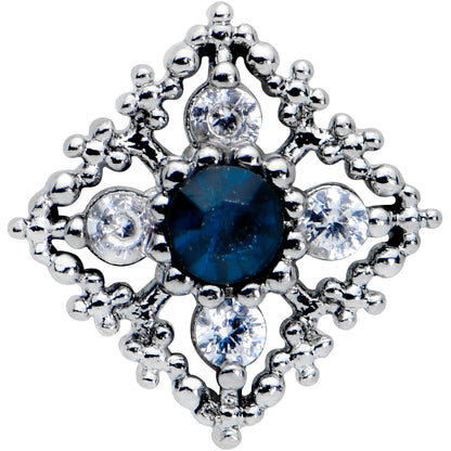 16G 5/16 Blue Gem Textured Rhombus Cross Labret Monroe Tragus