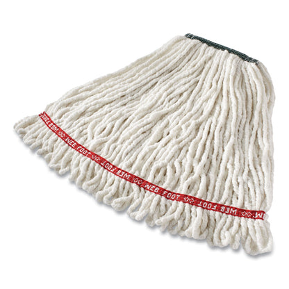 Rubbermaid Web Foot Shrinkless Looped-End Wet Mop Head, Cotton/Synthetic, Medium, White