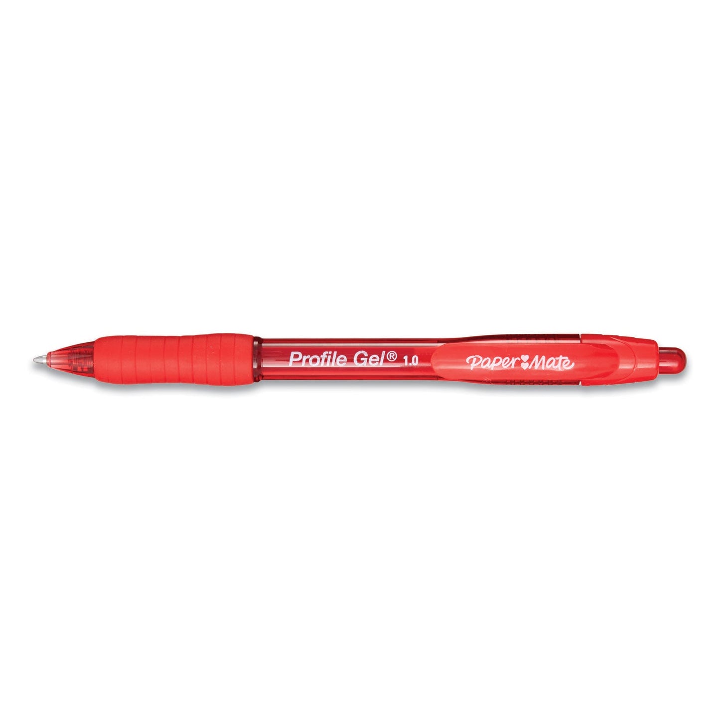 Paper Mate Profile Gel Pen, Retractable, Bold 1 mm, Red Ink, Translucent Red Barrel, Dozen