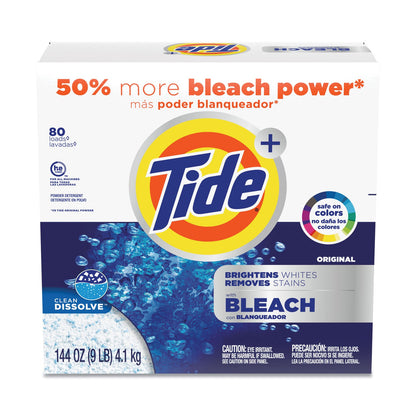 Tide Laundry Detergent with Bleach, Tide Original Scent, Powder, 144 oz Box, 2/Carton