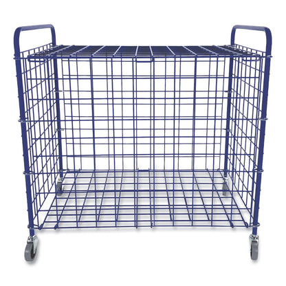 Champion Sports Lockable Ball Storage Cart, Fits Approximately 24 Balls, Metal, 37" x 22" x 20", Blue