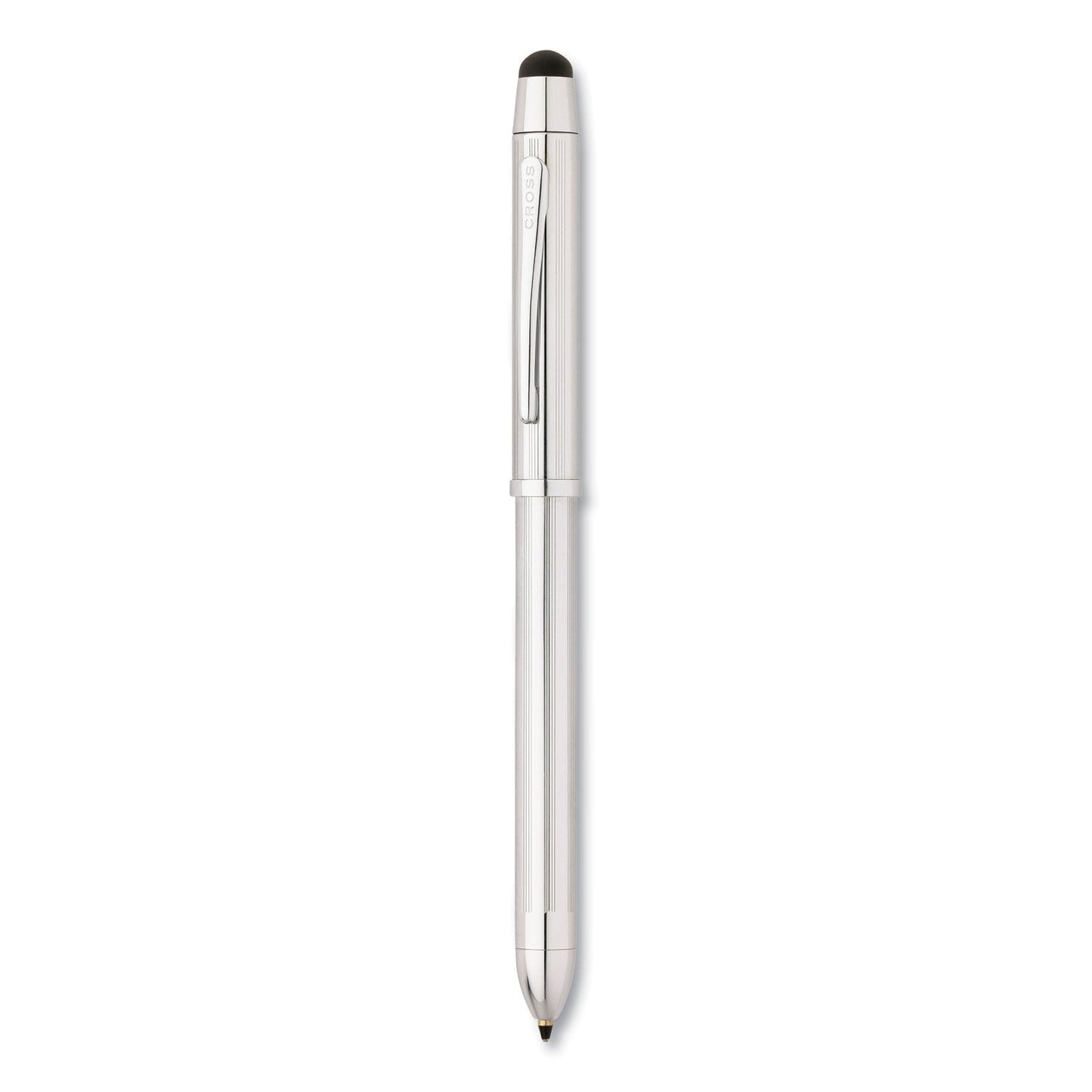 Cross Tech3+ Multi-Color Ballpoint Pen/Stylus, Retractable, Medium 1 mm, Black/Red Ink, Lustrous Chrome Barrel