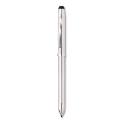 Cross Tech3+ Multi-Color Ballpoint Pen/Stylus, Retractable, Medium 1 mm, Black/Red Ink, Lustrous Chrome Barrel