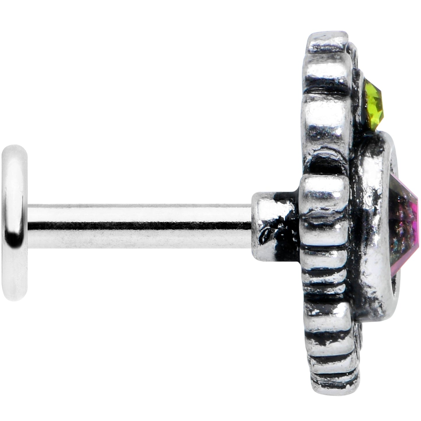 16G 1/4 Orange Green Tourmaline Fire Labret Monroe Tragus