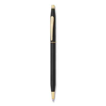 Cross Classic Century Twist-Action Ballpoint Pen, Retractable, Medium 1 mm, Black Ink, Black/Gold Barrel