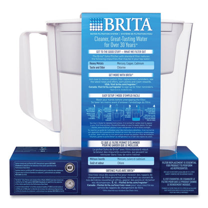 Brita Classic Water Filter Pitcher, 40 oz, 5 Cups, Clear, 2/Carton