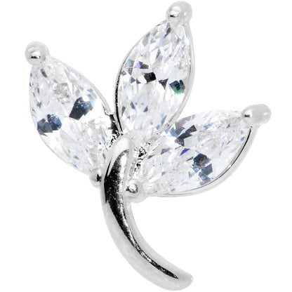 16G 5/16 Clear CZ Gem Leaves Internally Threaded Labret Tragus