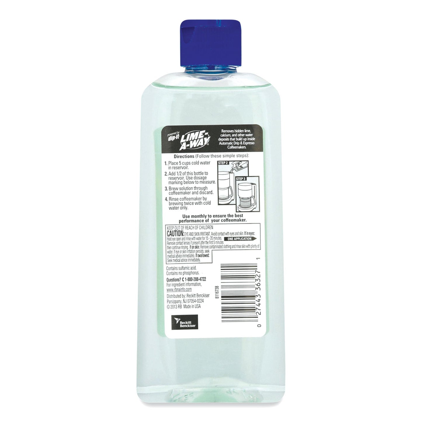 LIME-A-WAY Dip-It Coffeemaker Descaler and Cleaner, 7 oz Bottle, 8/Carton