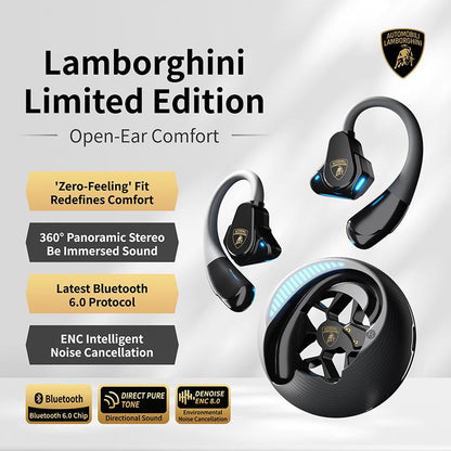 Lamborghini Official Wireless Earbuds | Sport Ear Hook Audifonos Bluetooth 6.0 Headphones | Deep Bass, Low Power Use | Comfortable for Running, Gym & Daily Calls Earphones, Electronic Audio Headset New Year Gifts Tiktokshopcreatorpicks