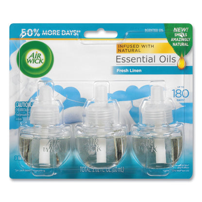 Air Wick Scented Oil Refill, Warming - Fresh Linen, 0.67 oz, 3/Pack, 6 Packs/Carton