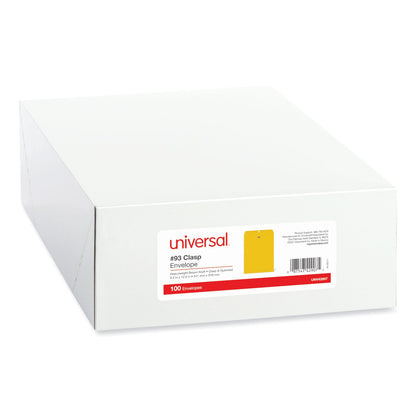 Universal Kraft Clasp Envelope, #12 1/2, Square Flap, Clasp/Gummed Closure, 9.5 x 12.5, Brown Kraft, 100/Box
