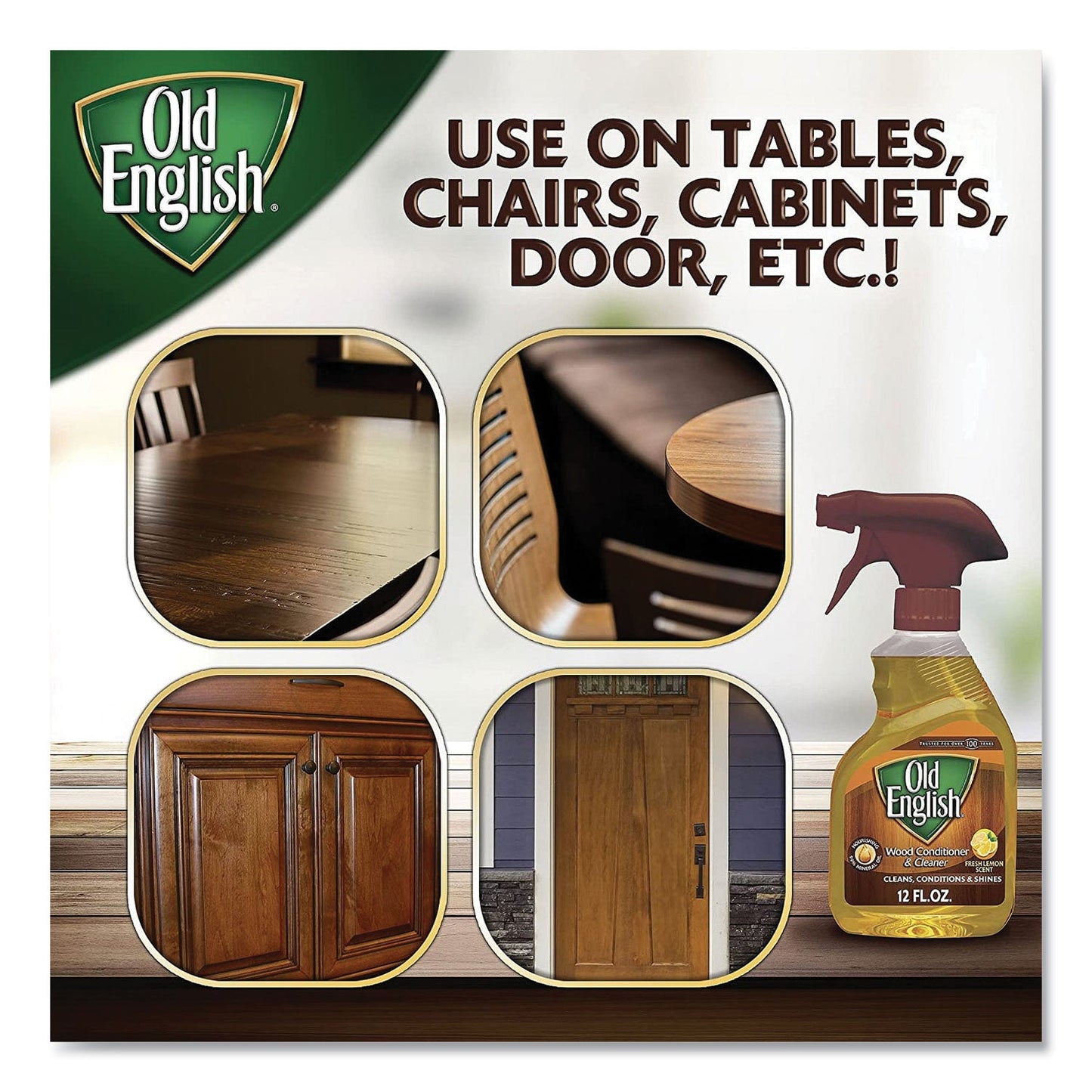 OLD ENGLISH Lemon Oil, Furniture Polish, 12oz, Spray Bottle, 6/Carton