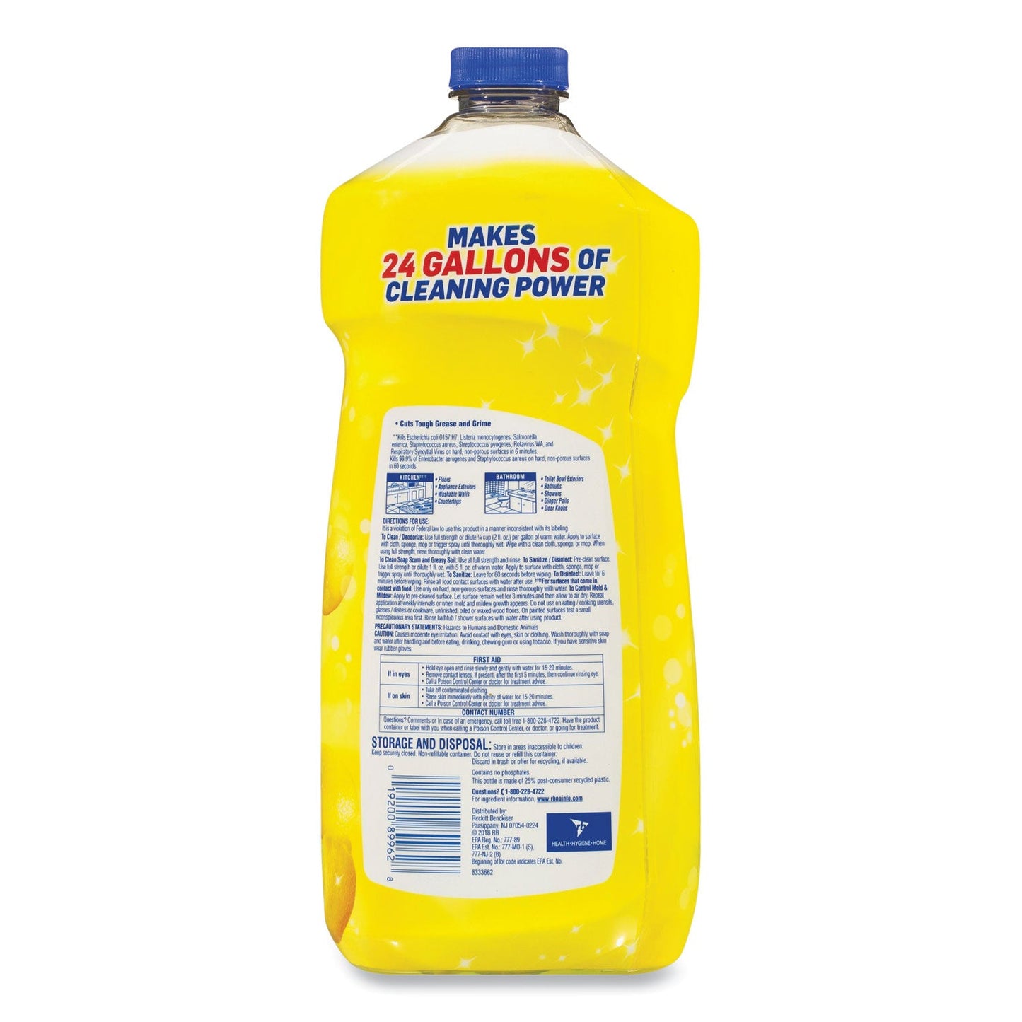 LYSOL Clean and Fresh Multi-Surface Cleaner, Sparkling Lemon and Sunflower Essence, 48 oz Bottle, 9/Carton