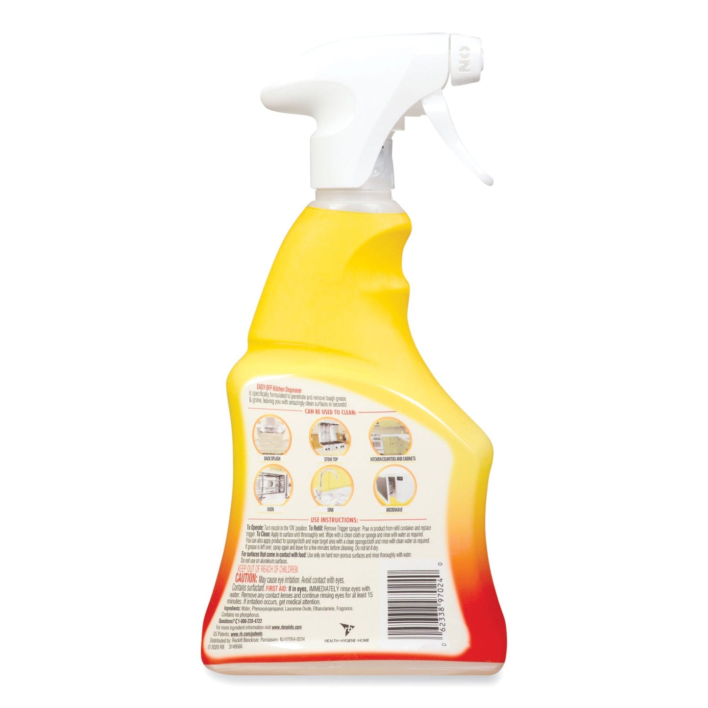 EASY-OFF Kitchen Degreaser, Lemon Scent, 16 oz Spray Bottle, 6/Carton