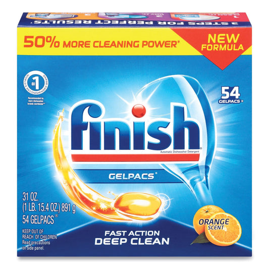 FINISH Dish Detergent Gelpacs, Orange Scent, 54/Box