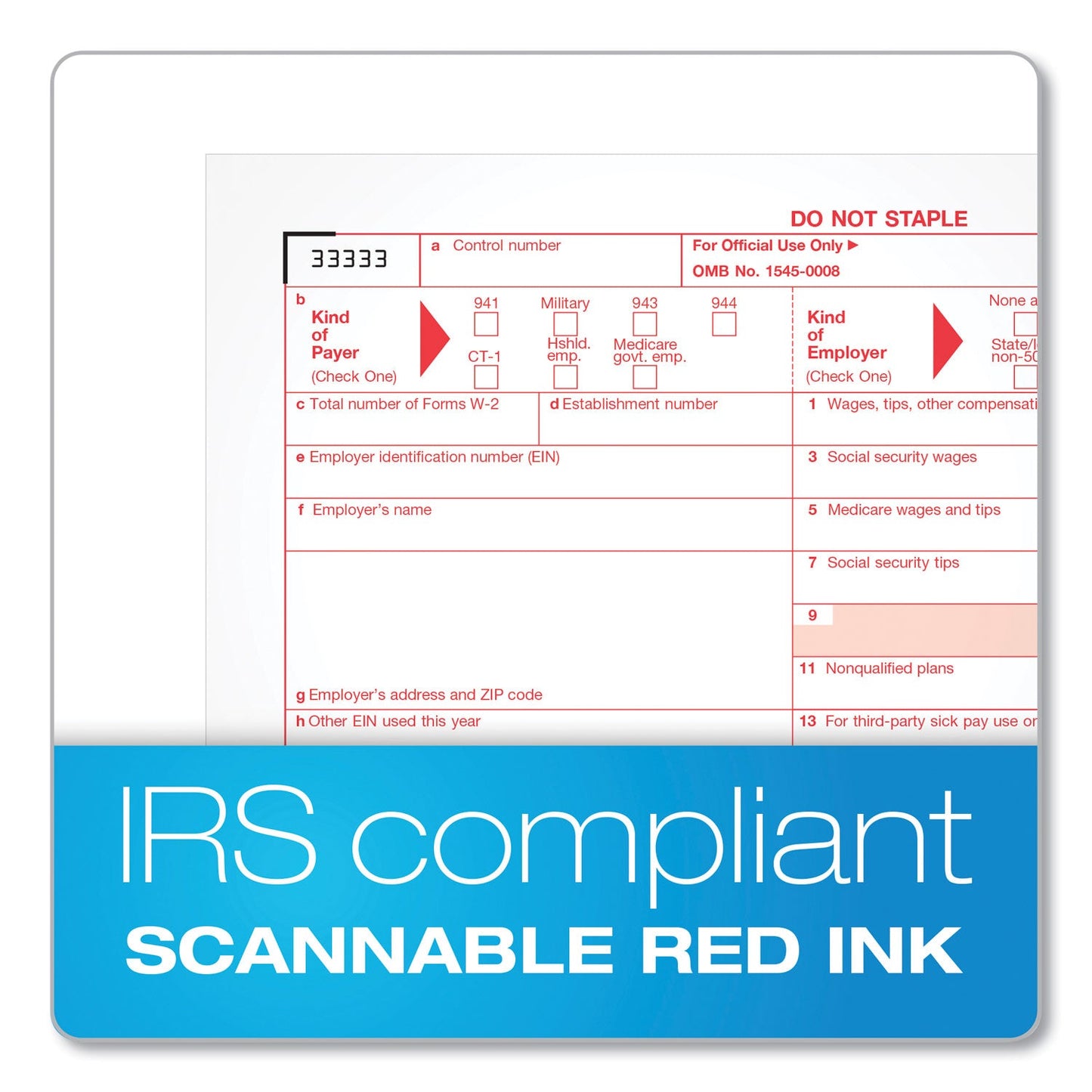 TOPS W-2 Tax Forms, Four-Part Carbonless, 5.5 x 8.5, 2/Page, (50) W-2s and (1) W-3