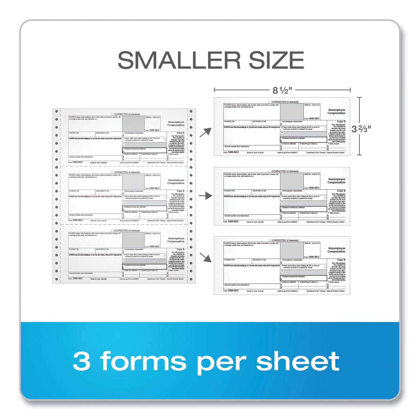 TOPS Four-Part 1099-NEC Continuous Tax Forms, 8.5 x 11, 2/Page, 24/Pack