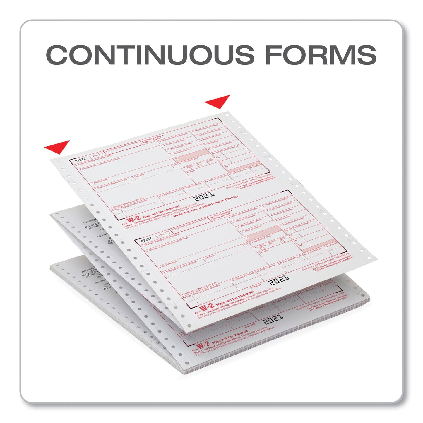 TOPS W-2 Tax Forms, Six-Part Carbonless, 5.5 x 8.5, 2/Page, (24) W-2s and (1) W-3