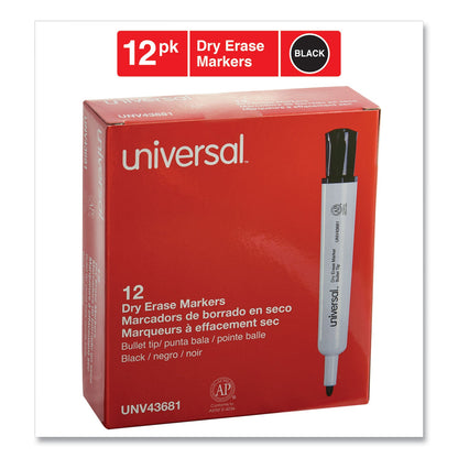 Universal Dry Erase Marker, Medium Bullet Tip, Black, Dozen