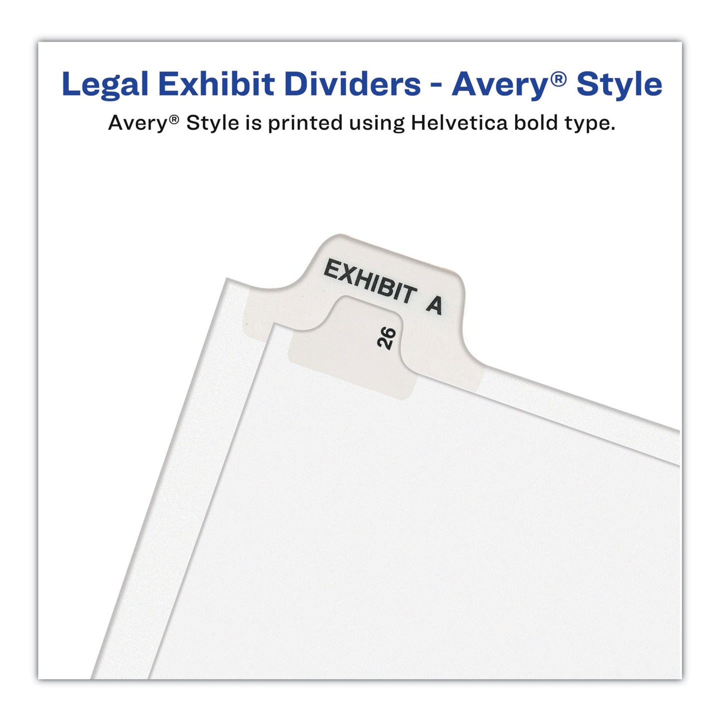 Avery Preprinted Legal Exhibit Side Tab Index Dividers, Avery Style, 25-Tab, 326 to 350, 11 x 8.5, White, 1 Set, (1343)