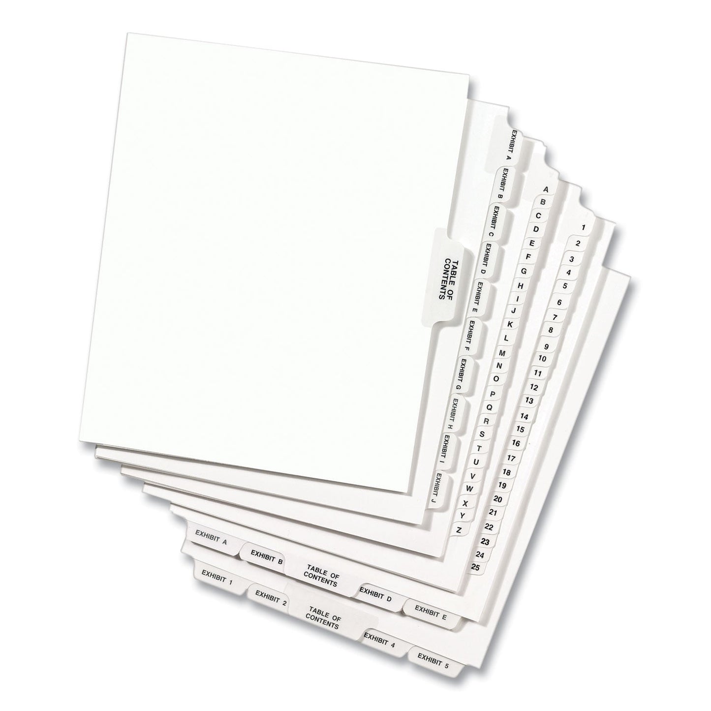Avery Preprinted Legal Exhibit Side Tab Index Dividers, Avery Style, 10-Tab, 56, 11 x 8.5, White, 25/Pack, (1056)