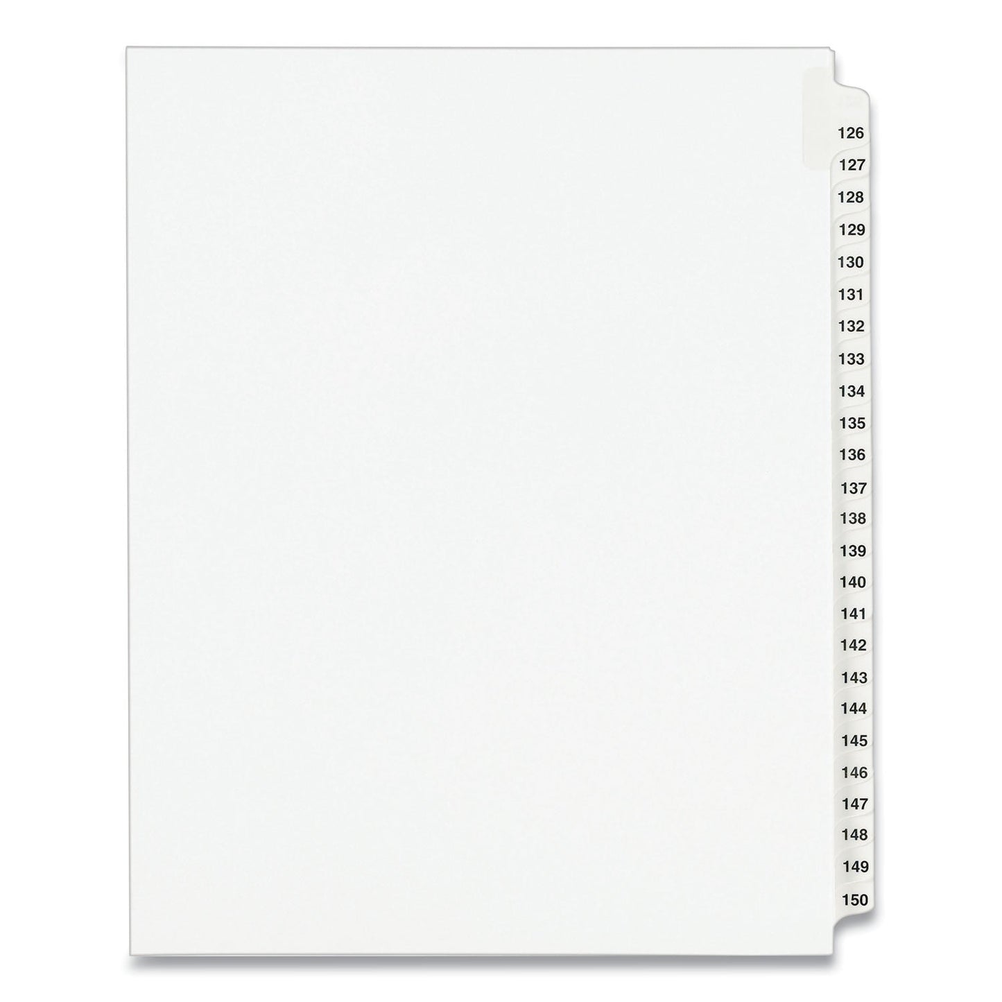 Avery Preprinted Legal Exhibit Side Tab Index Dividers, Avery Style, 25-Tab, 126 to 150, 11 x 8.5, White, 1 Set, (1335)