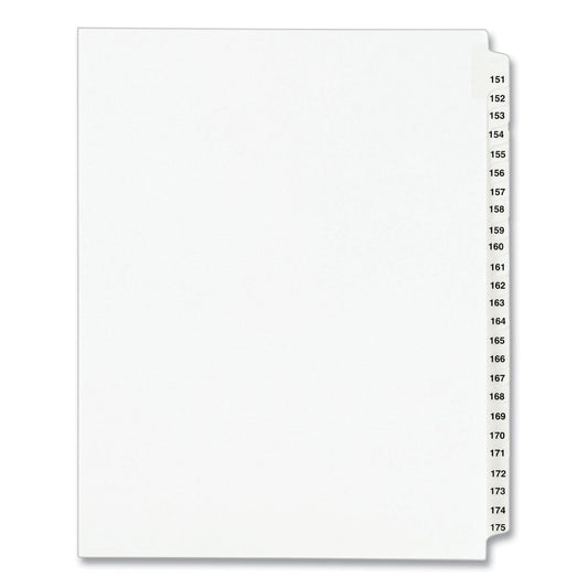 Avery Preprinted Legal Exhibit Side Tab Index Dividers, Avery Style, 25-Tab, 151 to 175, 11 x 8.5, White, 1 Set, (1336)